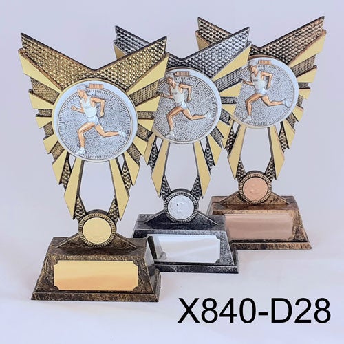 Juoksija-plaketti mies, kolme v&auml;ri&auml;